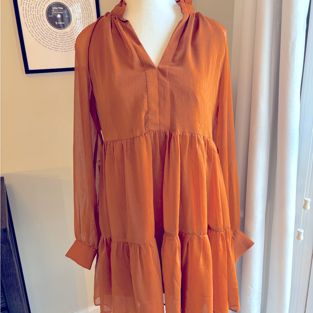 Boutique dress - Rust orange tiered ruffle